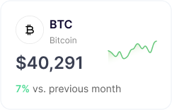 BTC balance card showing $40,291